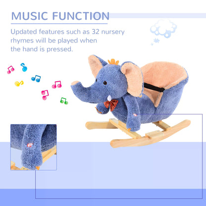 HOMCOM Children Rocking Seat with Sound, Elephant-Blue/Beige 
