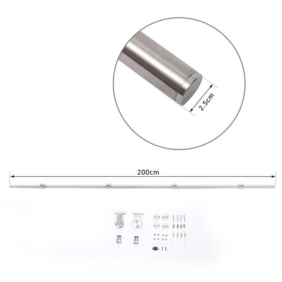 HOMCOM Wooden Sliding Door Kit Stainless Steel Smooth Operation Hardware Track Kit System Unit For Single Door 2000mm 