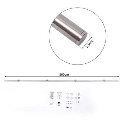 HOMCOM Wooden Sliding Door Kit Stainless Steel Smooth Operation Hardware Track Kit System Unit For Single Door 2000mm 