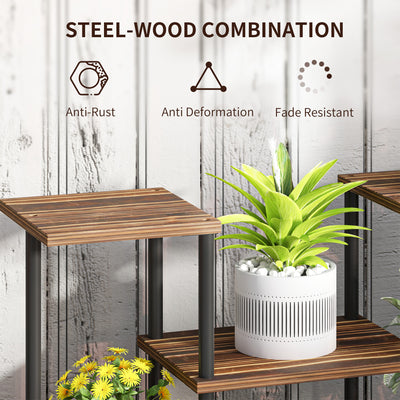 Outsunny Four-Tier Wooden Shelf Plant Stand 