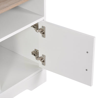 HOMCOM TV Stand Cabinet up to 50", Modern TV Unit with Storage, Open Shelves and Cable Management for Living Room, Bedroom, White 