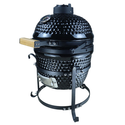 Outsunny Cast Iron Ceramic Charcoal BBQ Oven Black 