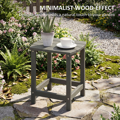 Outsunny Outdoor Side Table, Garden Coffee Table, All-Weather Adirondack Side Table for Garden, Beach, Indoor Outdoor, Grey 