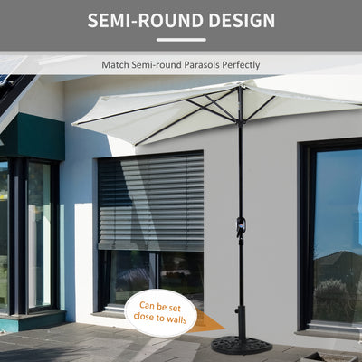 Outsunny 9kg Cement Concrete Half Round Parasol Base Umbrella Stand Garden Outdoor Accessories - Adjustable Coupler Suitable Umbrella Rod: Φ3.5cm, Φ3.8cm, Φ4.8cm 