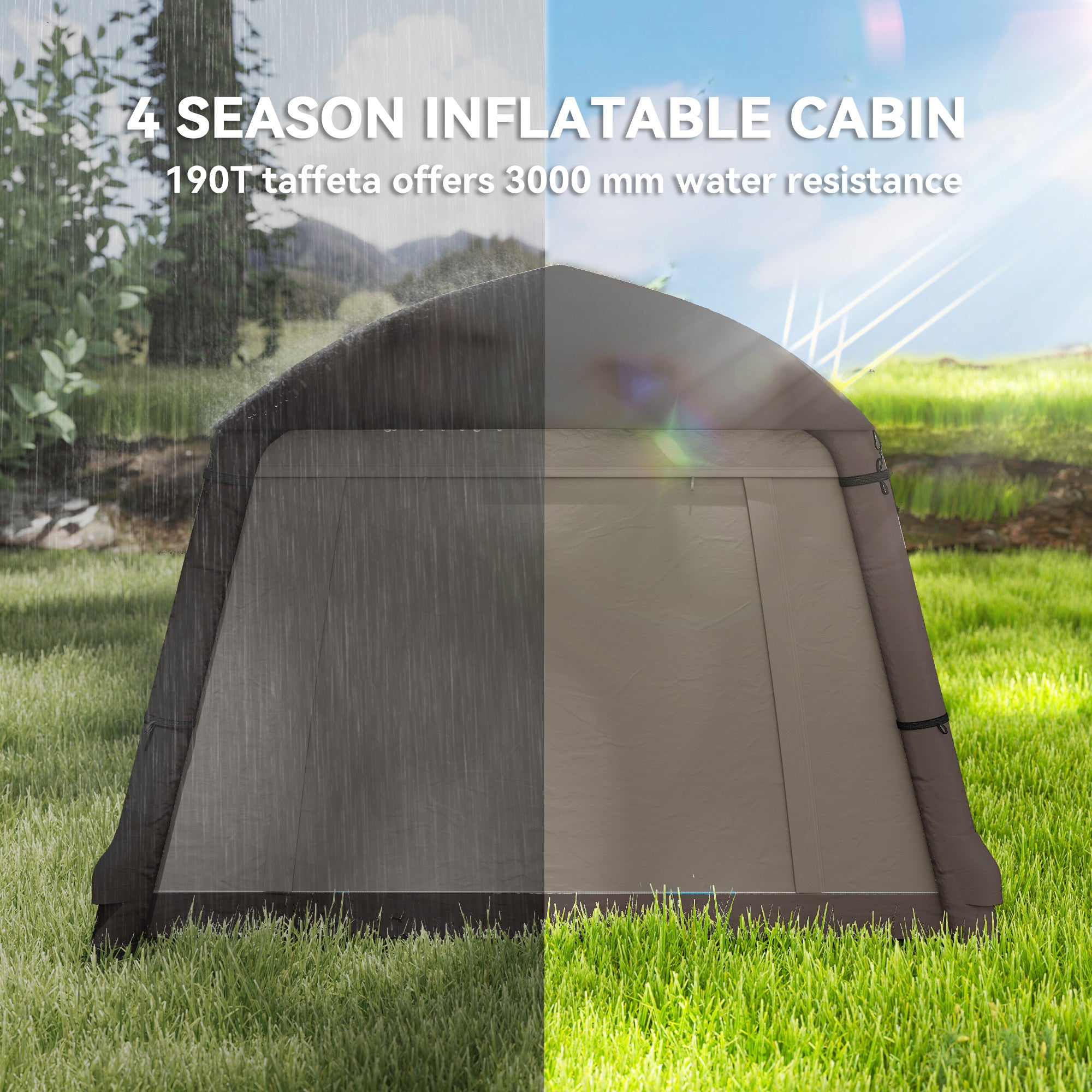 Outsunny Blow Up Tent w/ Hand Pump, Inflatable Camping Tent, Easy Setup 1/2 Person Waterproof Khaki 