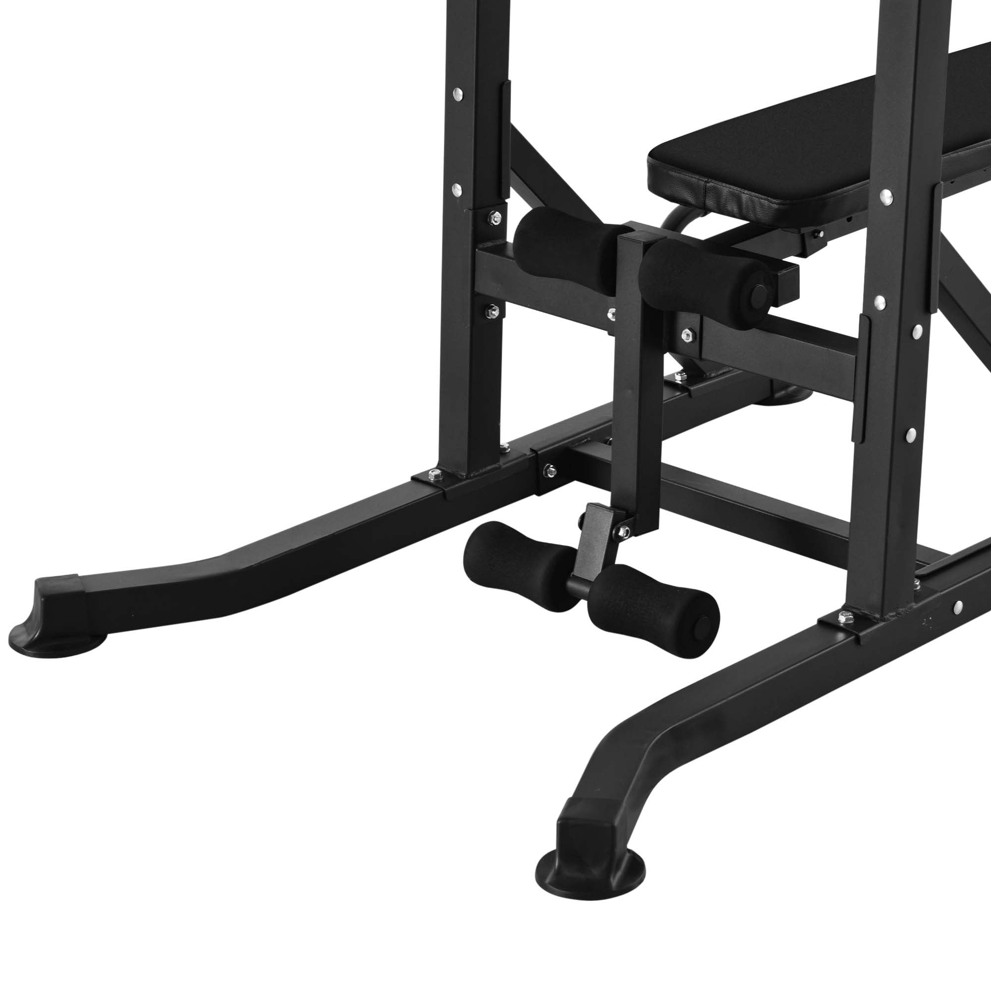 HOMCOM Pull Up Station with Adjustable Weight Bench, Dip Station and Barbell Rack, Multi-Function Power Tower Free Standing Pull Up Bar for Home Gym 