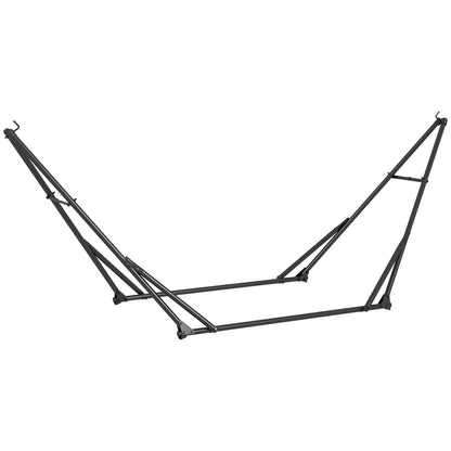 Outsunny Foldable Hammock Stand, Portable Hammock with Metal Frame, 2 in 1 Hammock Net Stand, Hammock Chair Stand with Carry Bag, Load Capacity 120kg, for Patio, Garden, Yard, Black 