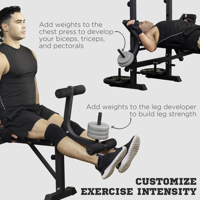 HOMCOM Adjustable Weight Bench with Pulley System, Incline Bench Press Set with Squat Rack, Leg Developer, Butterfly and Weight Storage, for Home Gym Full Body Workout 
