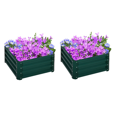 Outsunny Set of Two 60 x 60cm Steel Planter Boxes - Green 