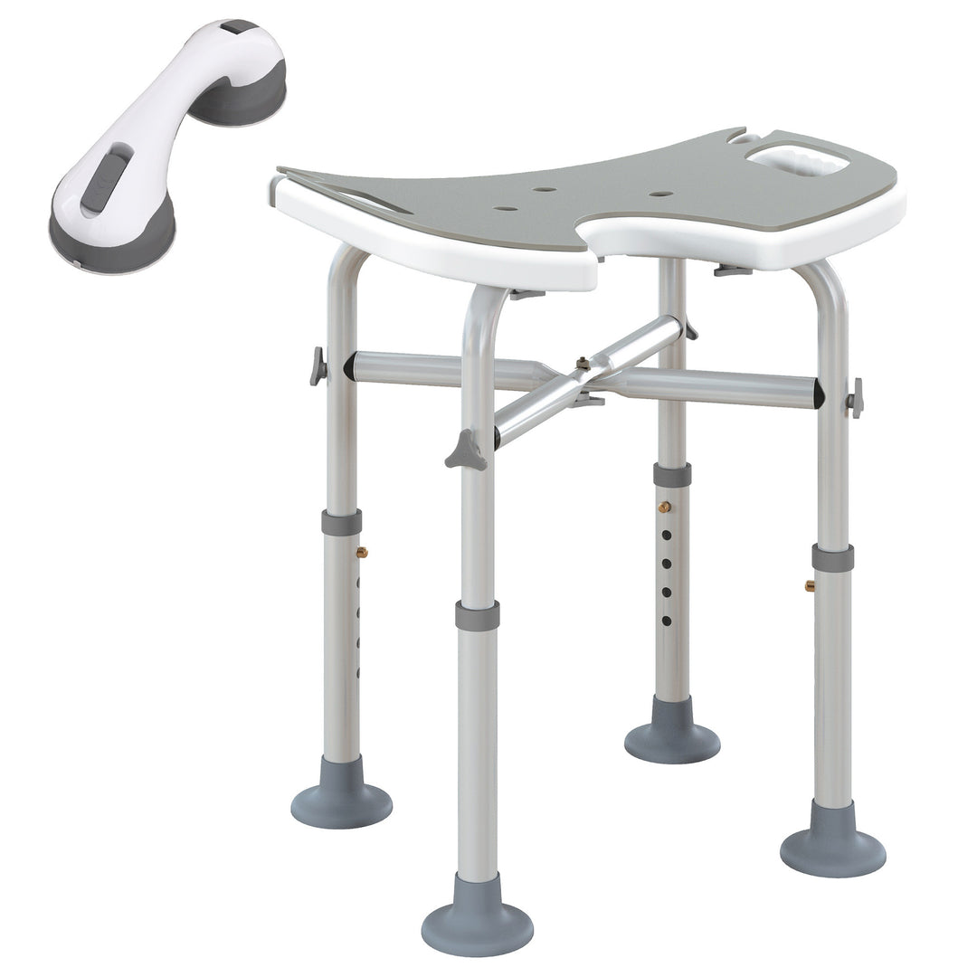 HOMCOM 39-51.5cm 'U' Seat Padded Shower Stool - Grey 