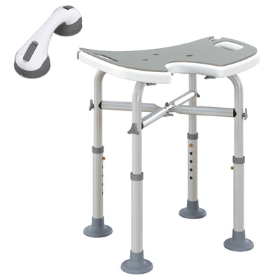 HOMCOM 39-51.5cm 'U' Seat Padded Shower Stool - Grey 