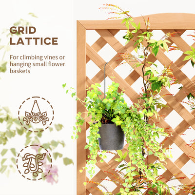 Outsunny Wooden Planter with Trellis, Freestanding Raised Bed for Garden with Lattice, Outdoor Planter Box for Climbing Plants, Vines, Flowers, 76 x 36 x 170 cm, Natural 
