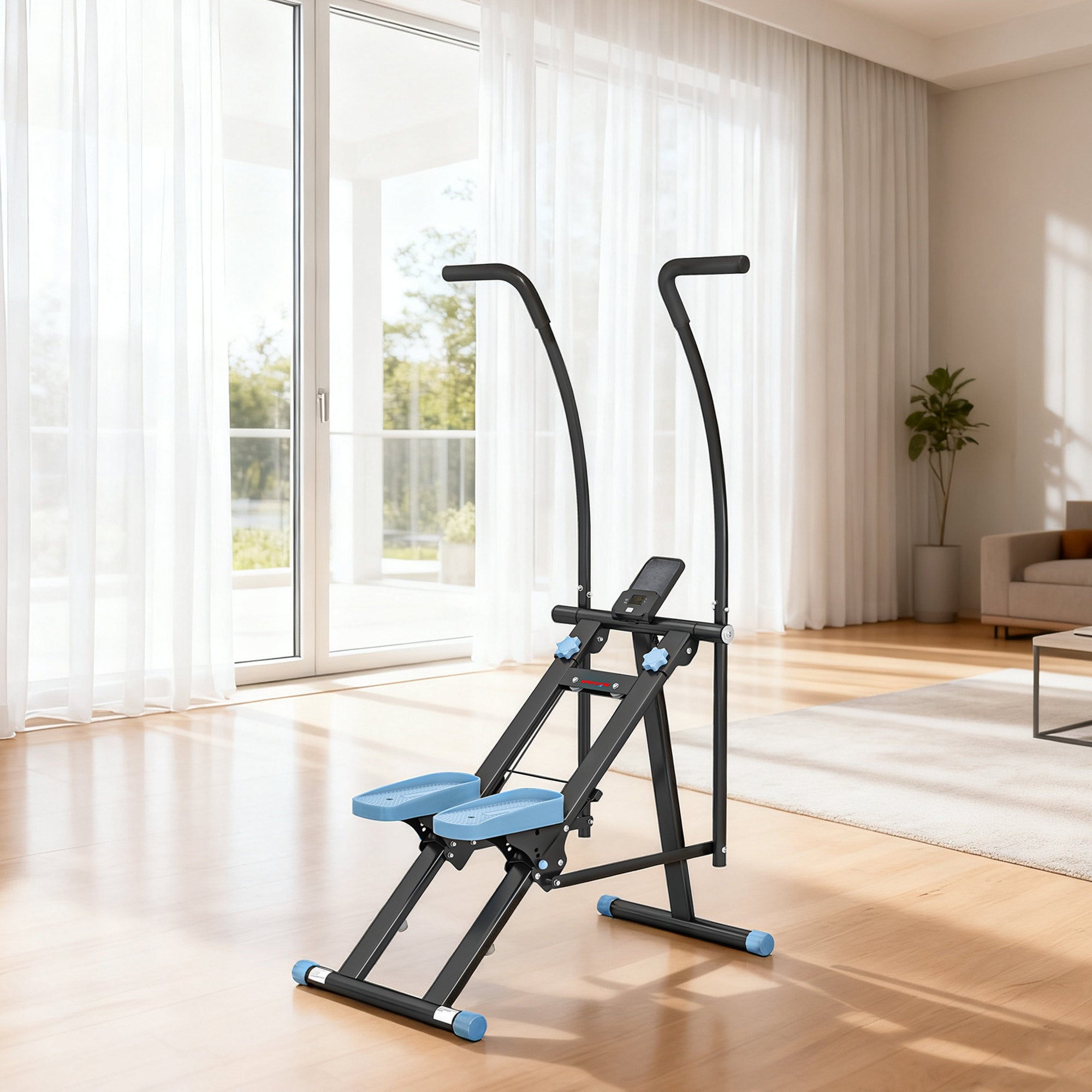 SPORTNOW Stair Stepper for Home Gym Exercise, Vertical Climber Machine with LCD Monitor & Adjustable Pedals for Workout 