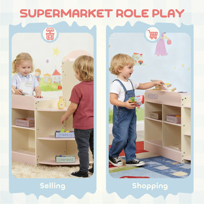 AIYAPLAY Kids Grocery Store, Children Supermarket Playset with Cash Register, Vending Machine, Display Shelves 
