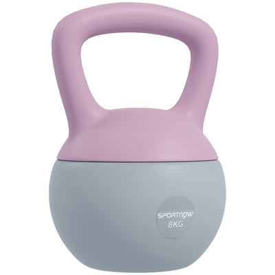 SPORTNOW Soft Kettlebell, 8kg Kettle Bell with Non-Slip Handle for Home Gym Weight Lifting and Strength Training, Purple and Grey 