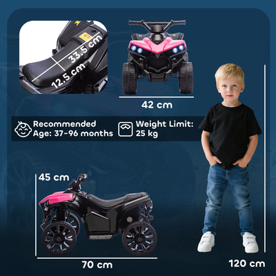 AIYAPLAY 6V Kids ATV, 4 Wheeler Electric Ride on Car with Music and LED Headlights, for Ages 3-8 Years Boys and Girls, Pink 