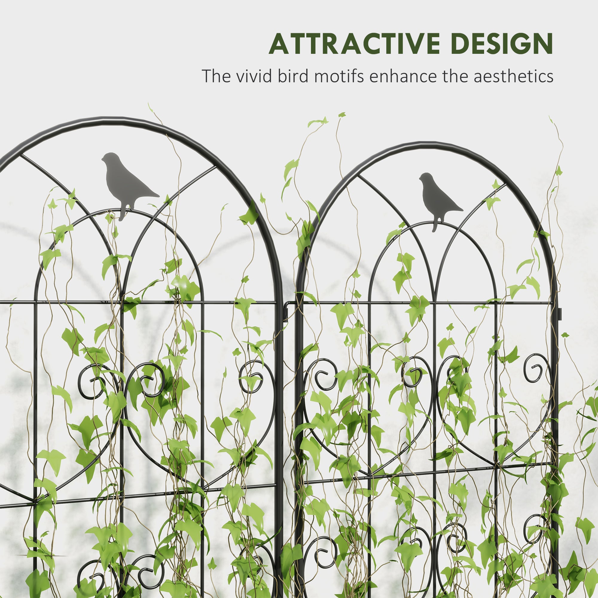 Outsunny Set of 2 Garden Trellis, Metal Fence Panels for Climbing Outdoor Plants, Flowers, 180 x 50cm 