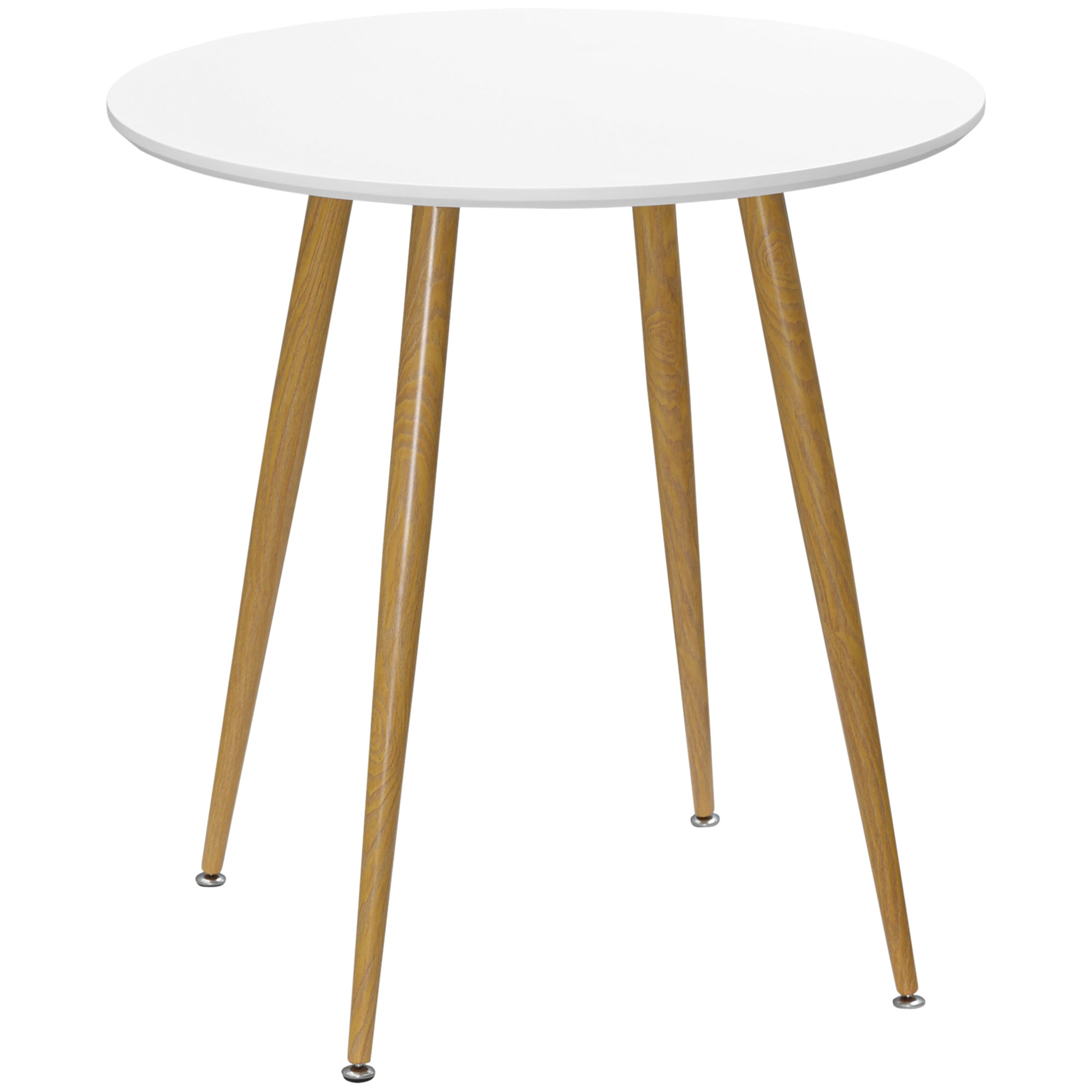 HOMCOM Modern Dining Table for 2 People, Round Kitchen Table, with Matte Top and Metal legs, Dining Room Living Room, White 