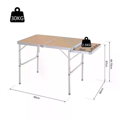 Outsunny 3ft Aluminium MDF-Top Folding Picnic Table Portable Camping Table 