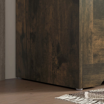 HOMCOM 100L Home Storage Box, with Safety Hinges - Rustic Brown