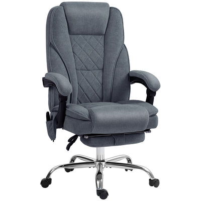 Vinsetto Massage Office Chair, Heated Reclining Computer Chair with Adjustable Height and Footrest, Dark Grey 