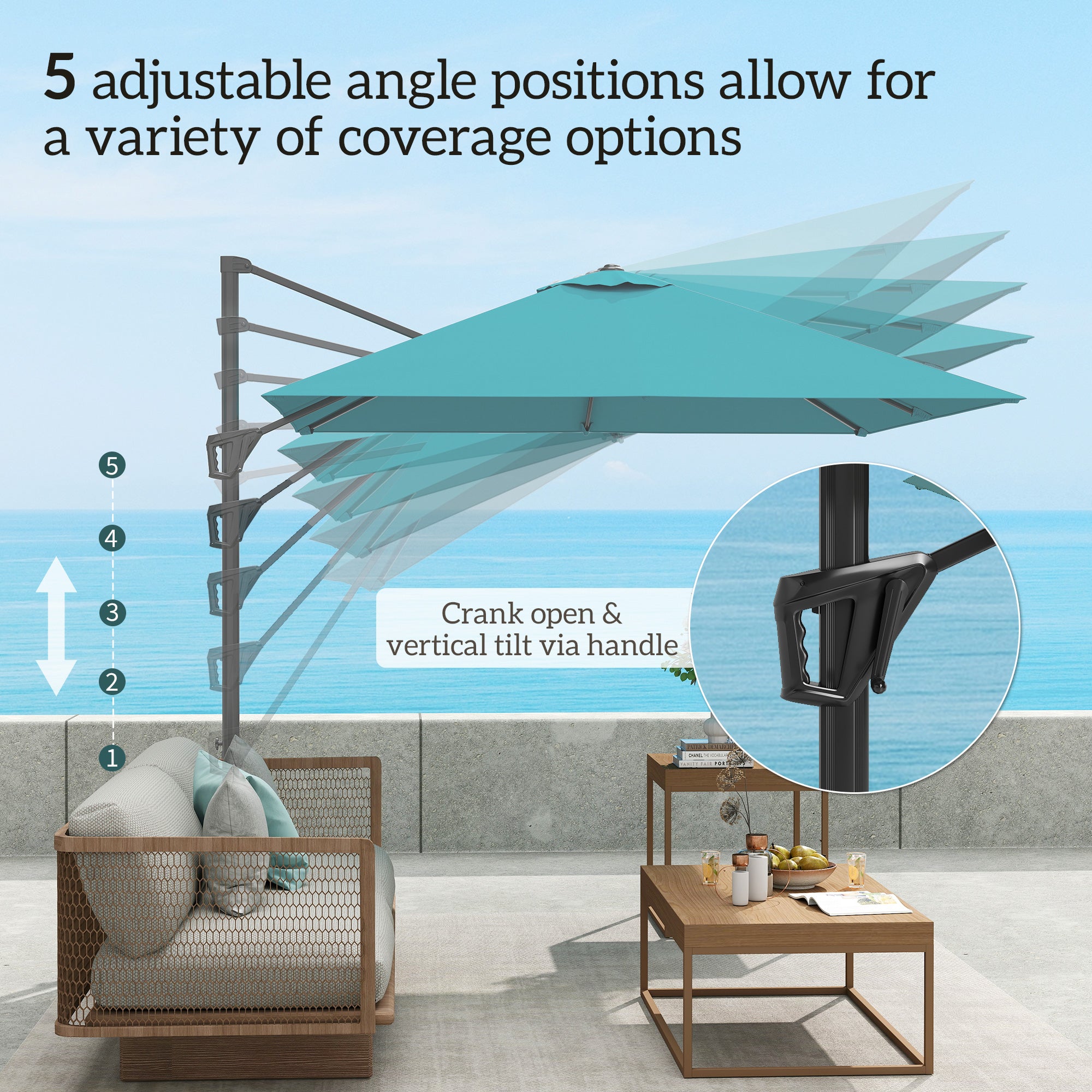 Outsunny Patio Offset Parasol Umbrella - Blue 
