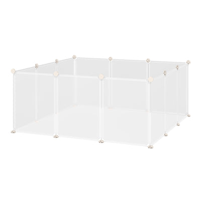 PawHut Pet Playpen DIY Small Animal Cage Open Enclosure Portable Plastic Fence 12 Panels for Hedgehog Bunny Chinchilla Guinea Pig White 