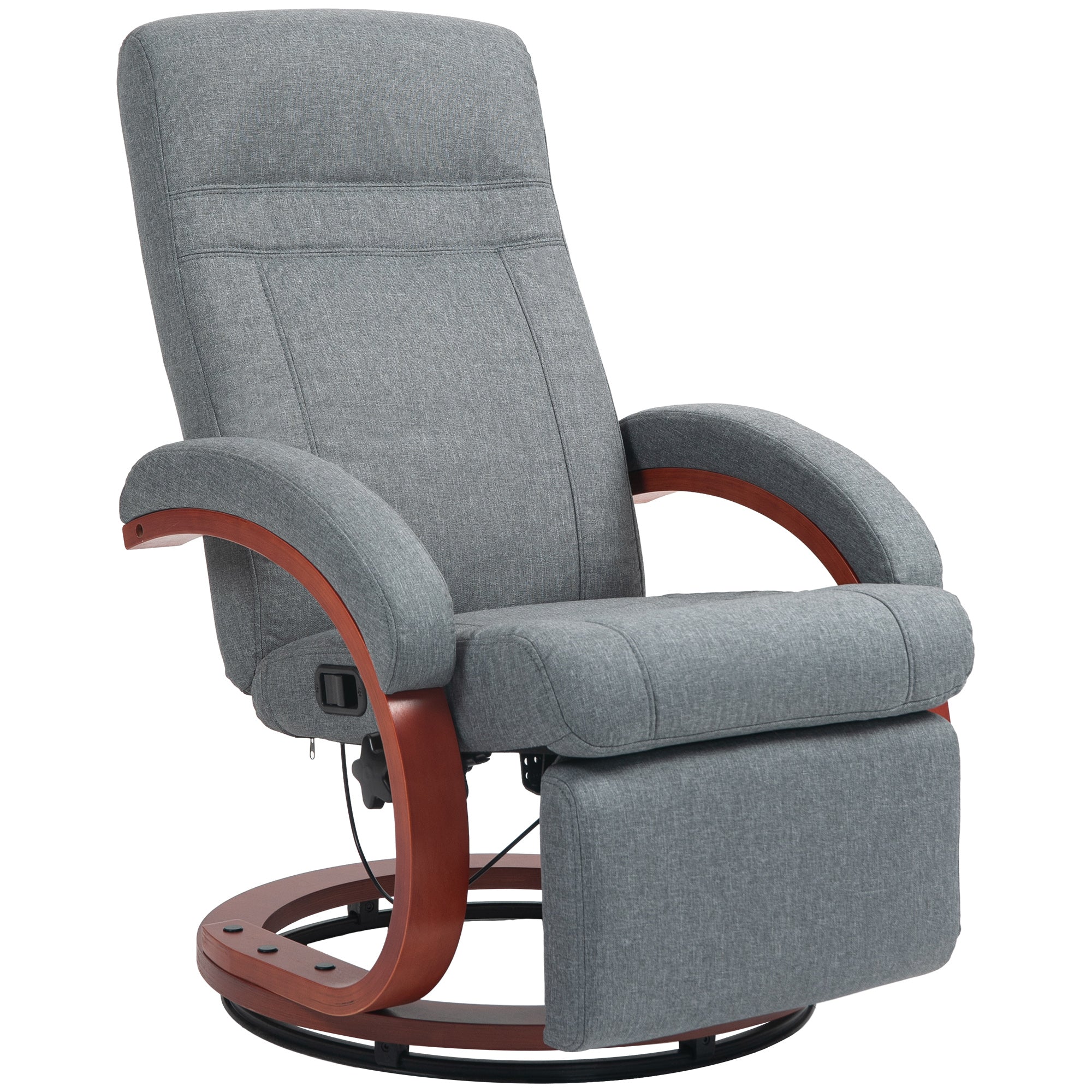 HOMCOM 135\'c2\'b0 Manual Reclining Swivel Chair, with Footrest - Grey