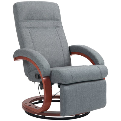 HOMCOM 135\'c2\'b0 Manual Reclining Swivel Chair, with Footrest - Grey 