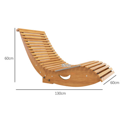 Outsunny Outdoor Rocking Chair w/ Slatted Seat, Wooden Rocking Chair, 130cm x 60cm x 60cm, Teak 