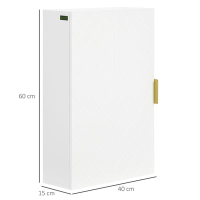 kleankin Bathroom Wall Cabinet, Over Toilet Storage Cupboard with Adjustable Shelves for Hallway, Living Room, White 