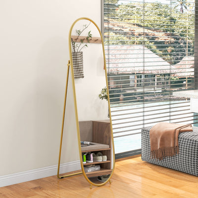 HOMCOM Two-Way Curved Full Length Mirror - Gold Tone 