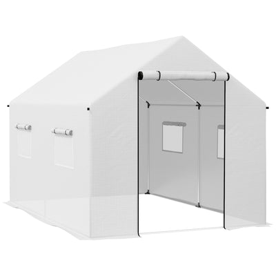 Outsunny Polyethylene Walk-in Polytunnel Greenhouse, 2 x 3(m), White 