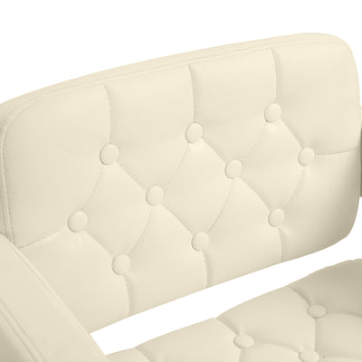HOMCOM PU Leather Upholstered Swivel Bar Stool, Height Adjustable with Back, Armrest, Footrest, Beige 