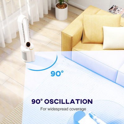 HOMCOM Multi-Mode Bladeless Tower Fan and Humidifier - White 