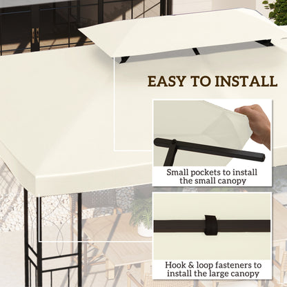 Outsunny 3x4m Gazebo Replacement Roof Canopy 2 Tier Top UV Cover Garden Patio Outdoor Sun Awning Shelters Cream (TOP COVER ONLY) 