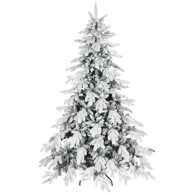 HOMCOM 7ft Super Flocked Christmas Tree - Green/White 
