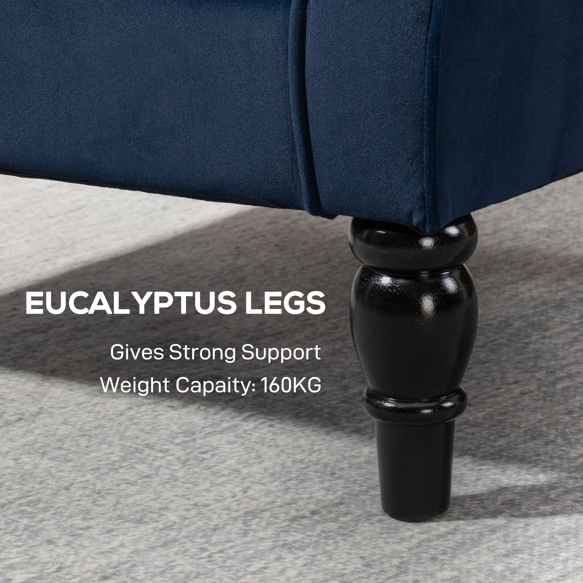 HOMCOM Wingback Accent Chair, Retro Upholstered Button Tufted Occasional Chair for Living Room and Bedroom, Dark Blue 