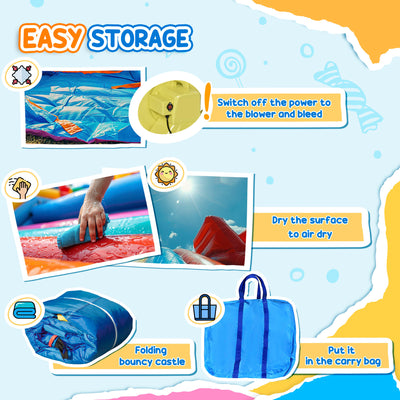 Outsunny 4 in 1 Kids Bouncy Castle Extra Large Double Slides & Trampoline Design Inflatable House Pool Climbing Wall with Blower Carrybag for Kids Age 3-8, 3.8 x 3.7 x 2.3m 