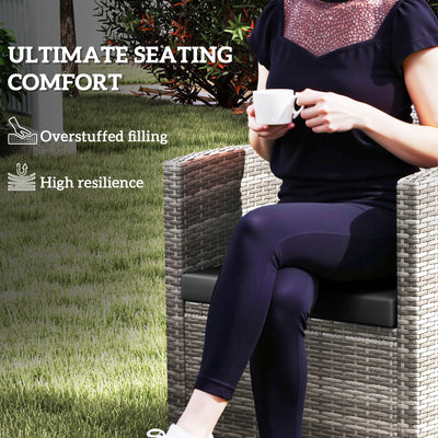 Outsunny Outdoor Seat Cushion Pads for Rattan Furniture, 3 PCs Garden Furniture Cushions, Black 