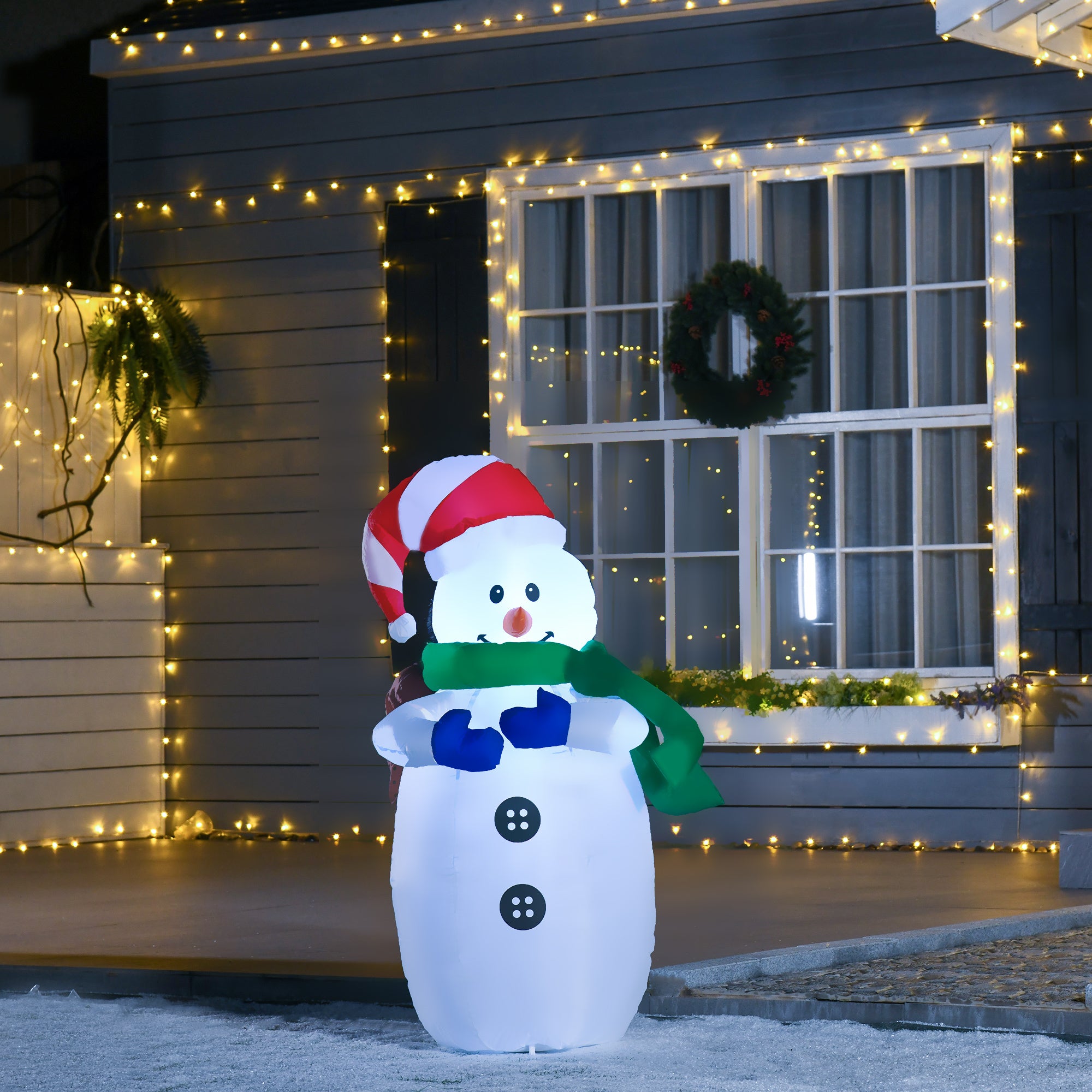 HOMCOM 4ft Inflatable Standing Christmas Decoration Large Waterproof Snowman with LED and Inflator 