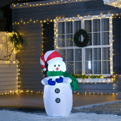 HOMCOM 4ft Inflatable Standing Christmas Decoration Large Waterproof Snowman with LED and Inflator 