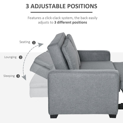 HOMCOM Double Sofa Bed Click Clack Sofa Bed Pull Out Bed with Adjustable Backrest for Living Room and Bedroom Grey 