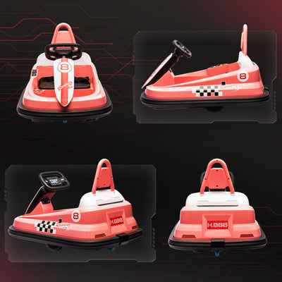 HOMCOM 6V Electric Kids Bumper Car, 6V Spin Waltz Car, with Music, Horn, Lights - Pink 