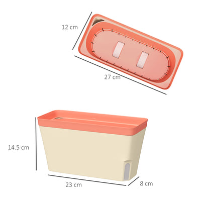 Outsunny Set of 3 Self Watering Plant Pots Outdoor, 27cm Rectangular Garden Planters with Visual Water Level Window, Plastic Flower Pots for Indoor Outdoor Garden Balcony Windowsil 