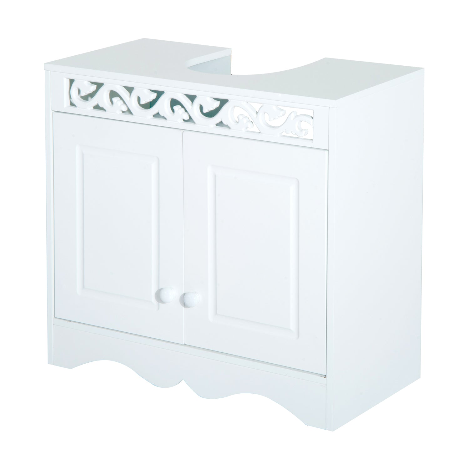 HOMCOM Bathroom Under Sink Storage Cabinet 2 Door Wooden Cupboard Vanity Units 