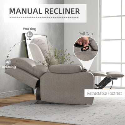 HOMCOM Recliner Chair, Microfibre Reclining Chair with Adjustable Leg Rest, Cup Holders, Recliner Armchair for Home Living Room, Brown 