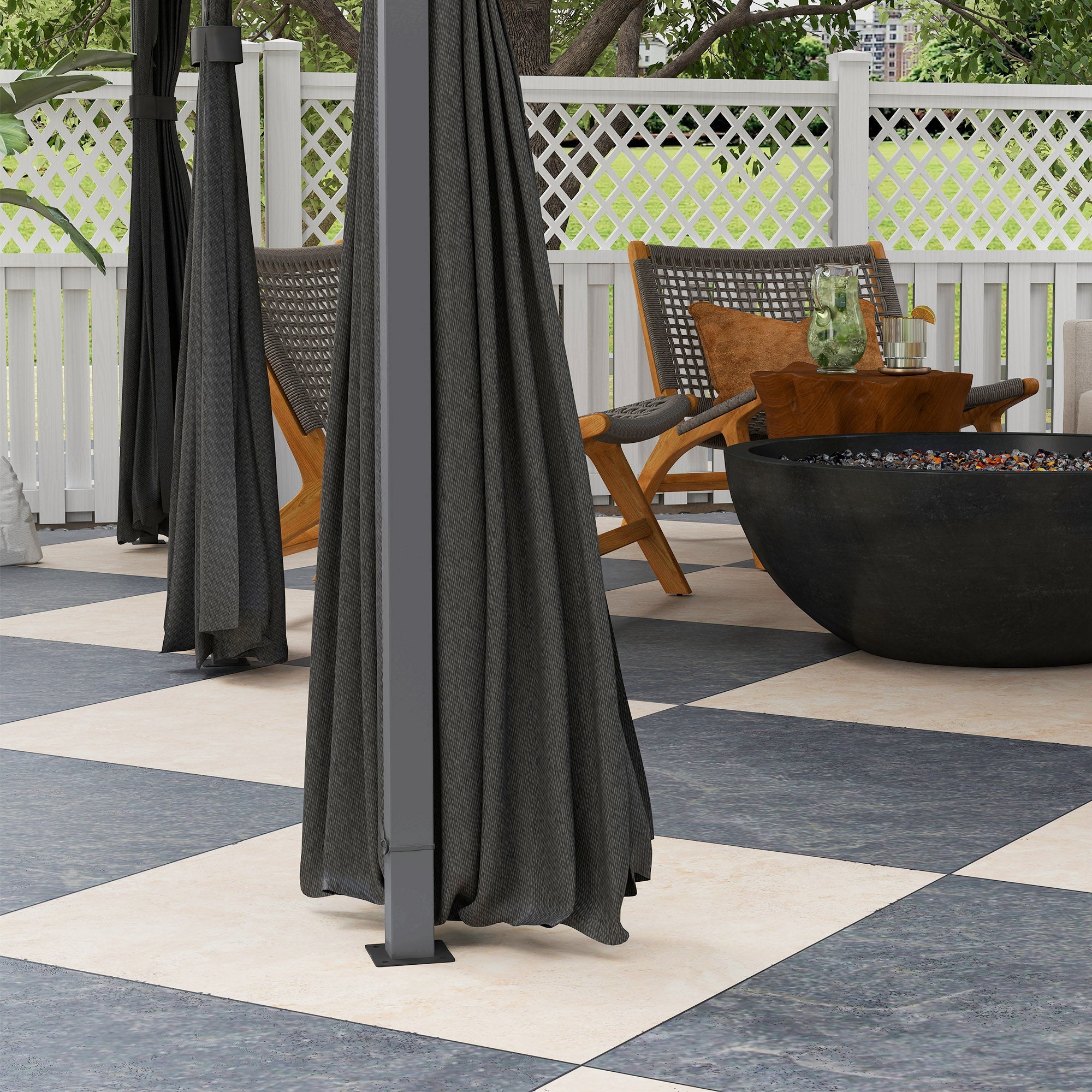 Outsunny 3 x 4m Steel Gazebo, with Curtains - Black 