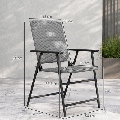 Outsunny Set of Two Folding Rattan Seat Chairs - Grey 