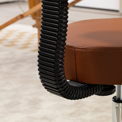 HOMCOM Beautician's Swivel Salon Chair w/ Padded Seat Back 5 Wheels Adjustable Height Salon Hairdressers Tattoo Spa Rolling Cushion Professional 48cm Brown 